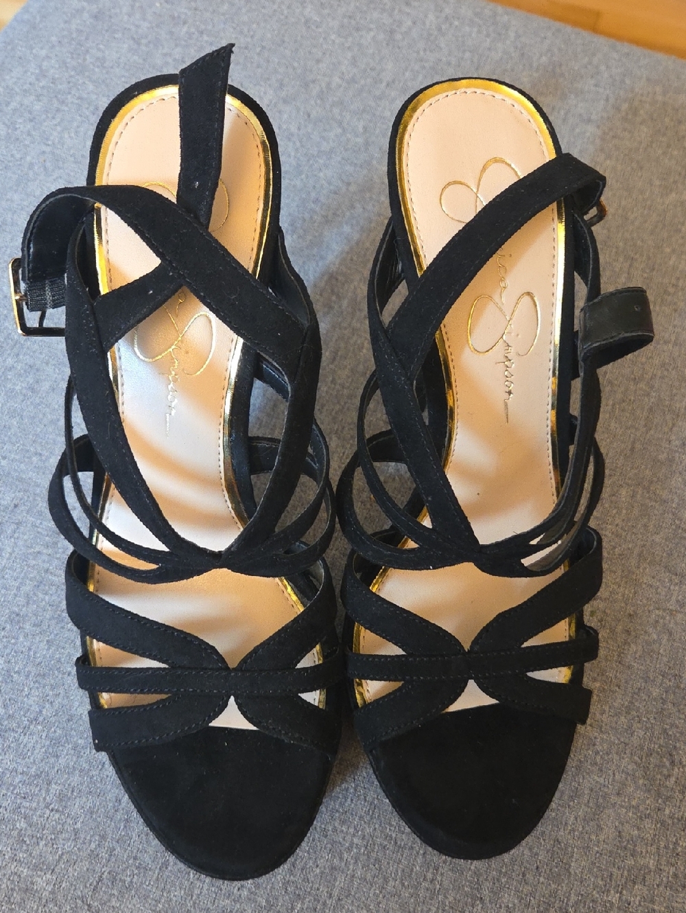 Jessica Simpson Black Strappy Suede Heels